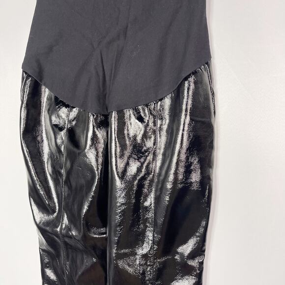 New ASOS Maternity 6 Black Faux Leather Pants Over The Belly High Waist Seamed - Picture 6 of 10